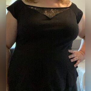 LANE BRYANT Peplum Blouse BodyCon Form-Fitting Ponte Lace Sweetheart Neck 22/24